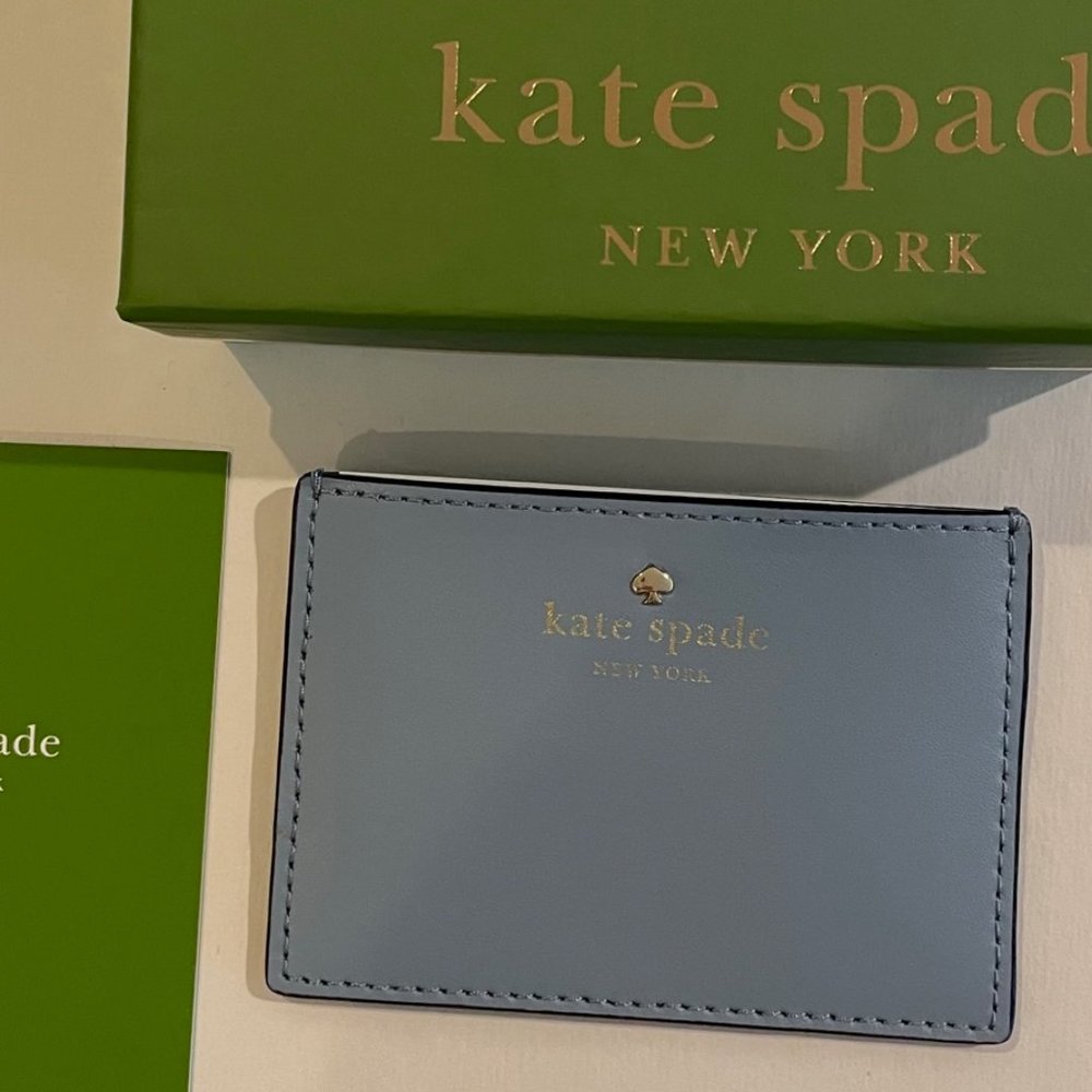 KATE SPADE NEW YORK  BOXED CARD CASE/ HOLDER IVY STREET, GRAHAM, BLUE GREEN